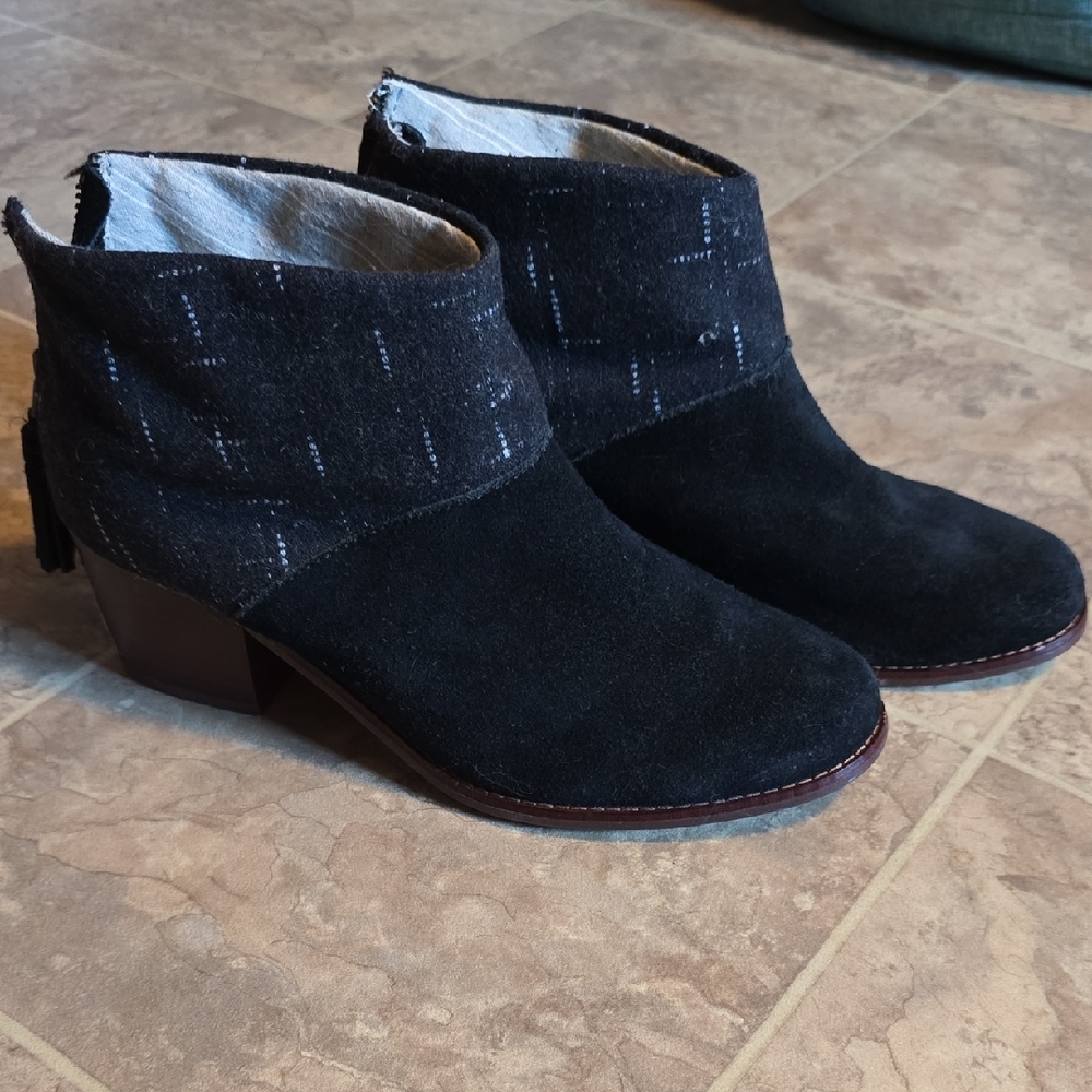Toms Black Suede Ankle Booties